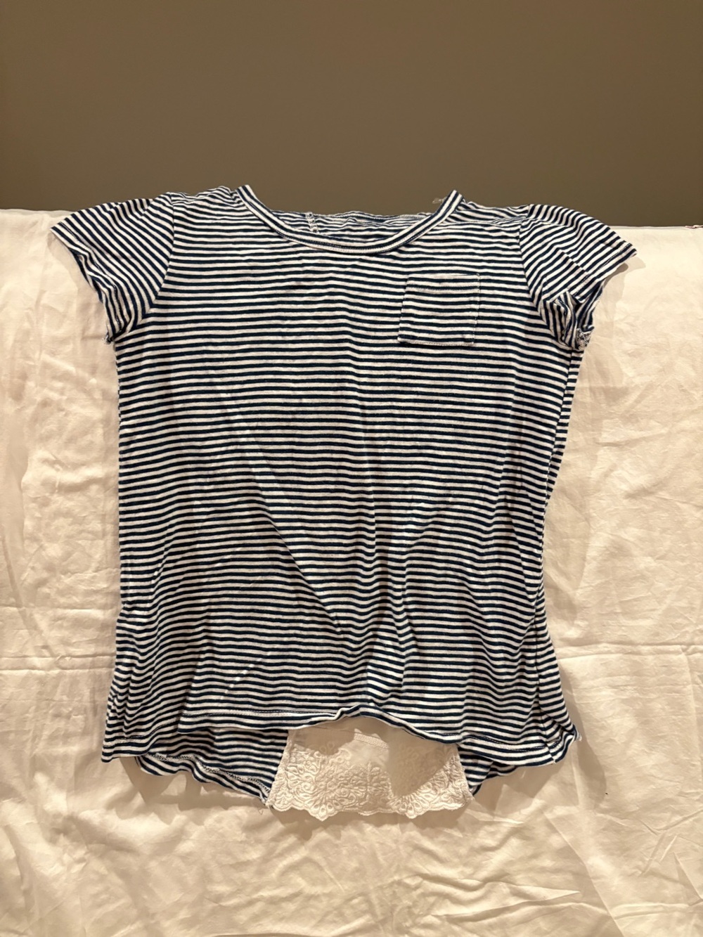 GAP Navy and White Striped Short Sleeve Tee